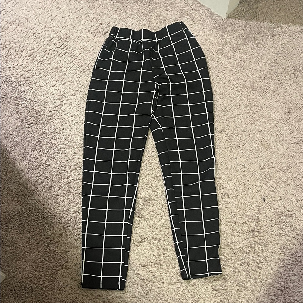 Black and White Grid Women's Pants